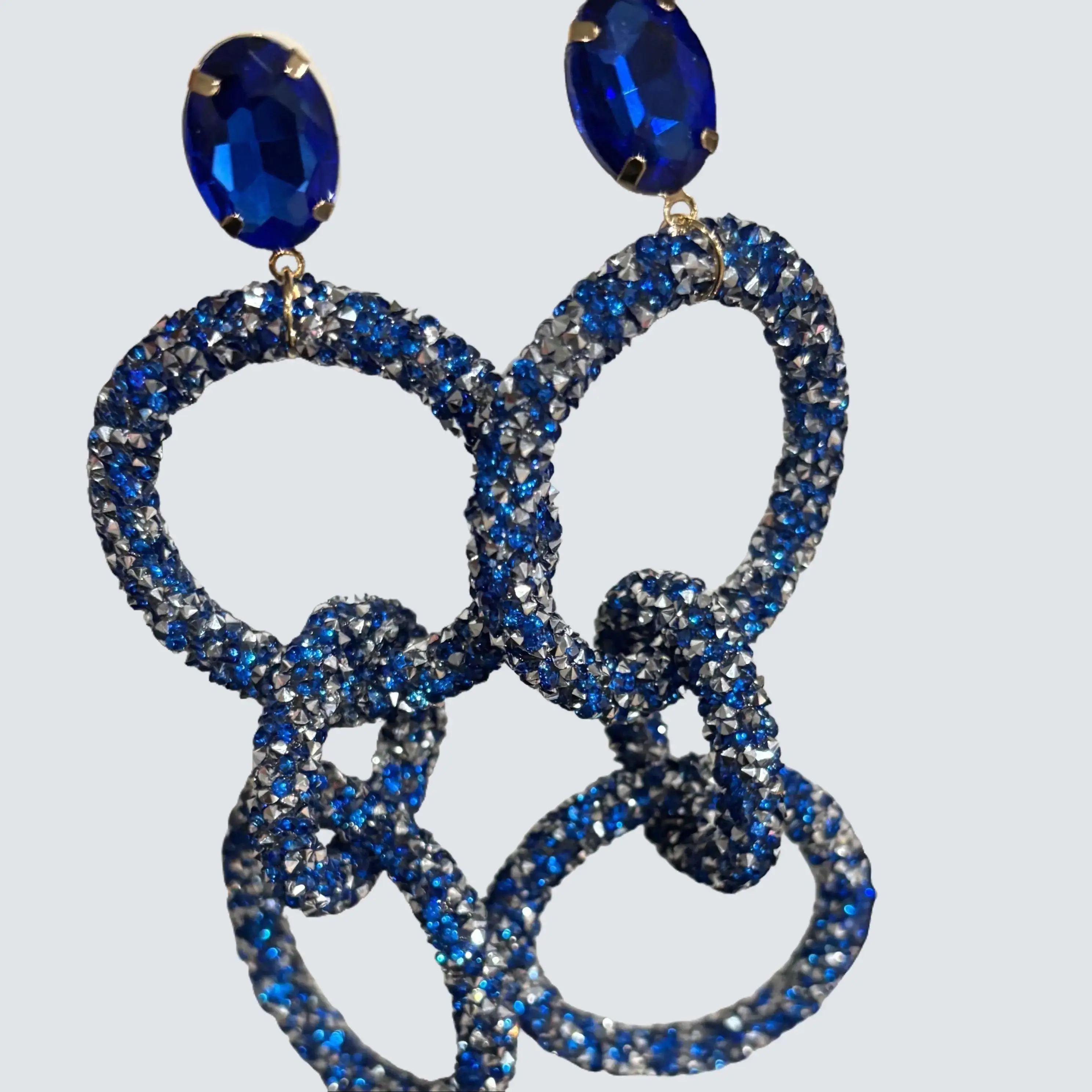 Blue Sparkles with Royal Blue Oval Shape Stud - Elegant Design for Versatile Use