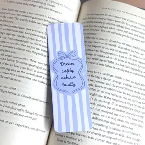 Coquette Bow Bookmark | Dream Softly Achieve Loudly | Hand Drawn