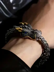 1 piece of retro bronze dragon bracelet, cool hip-hop punk men's bracelet, handmade dragon bone three-dimensional bracelet, Jewelry bracelet, Chinese dragon