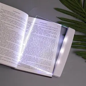Flat Booklights for Reading in Bed At Night Acrylic Rechargeable Bookmark Light LED Book Lamp with Brightness Adjustment Student Eye Caring for Night Reading