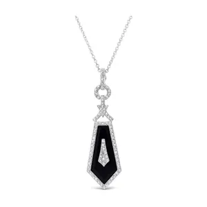 Dallas Prince Sterling Chrome Marcasite & OnyxNecklace
