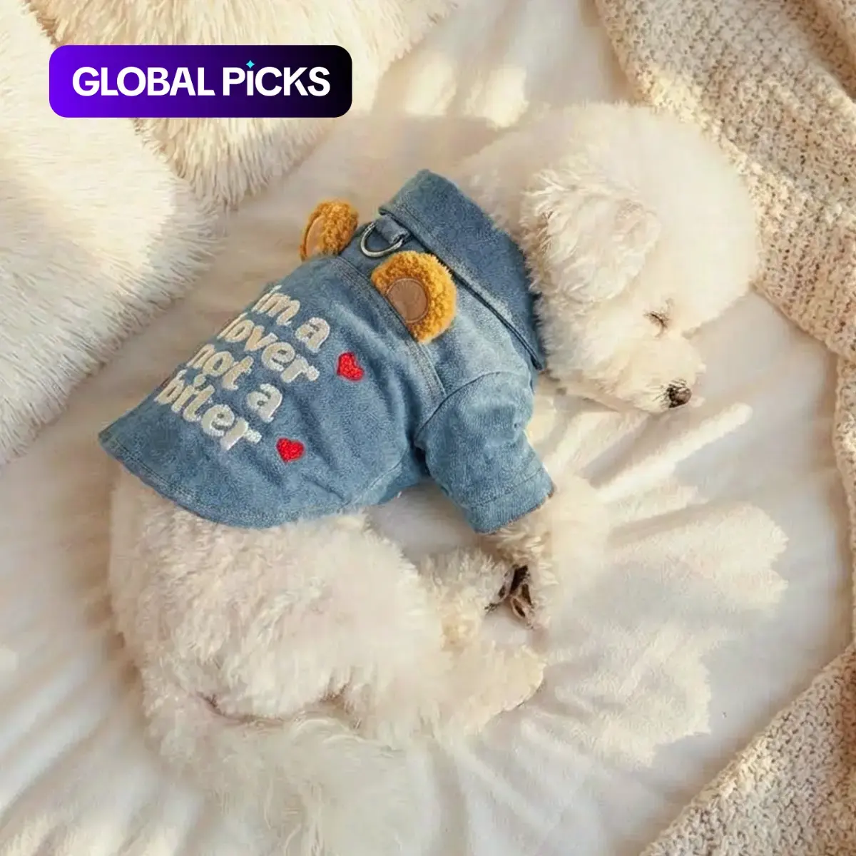 Stylish Cute Faux Denim Jacket for Pets, Dog & Cat Coat Apparel for Teddy, Bichon, Pomeranian & Shih Tzu, Small Dog & Puppy Clothing #GLOBAL PICKS