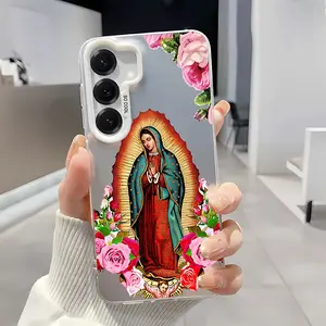 Virgin Mary flower Soft Silicone Phone Case For Galaxy S26/S26Ultra/S26Plus/S25/S25Ultra/S25Plus/S24/S24Ultra/S24Plus/S24fe/S23/S23Ultra/S23Plus/S23fe/S22/S22Ultra/S22Plus/S21/S21Ultra/S21Plus Shockproof|Full Camera Protection|Anti-Scratch