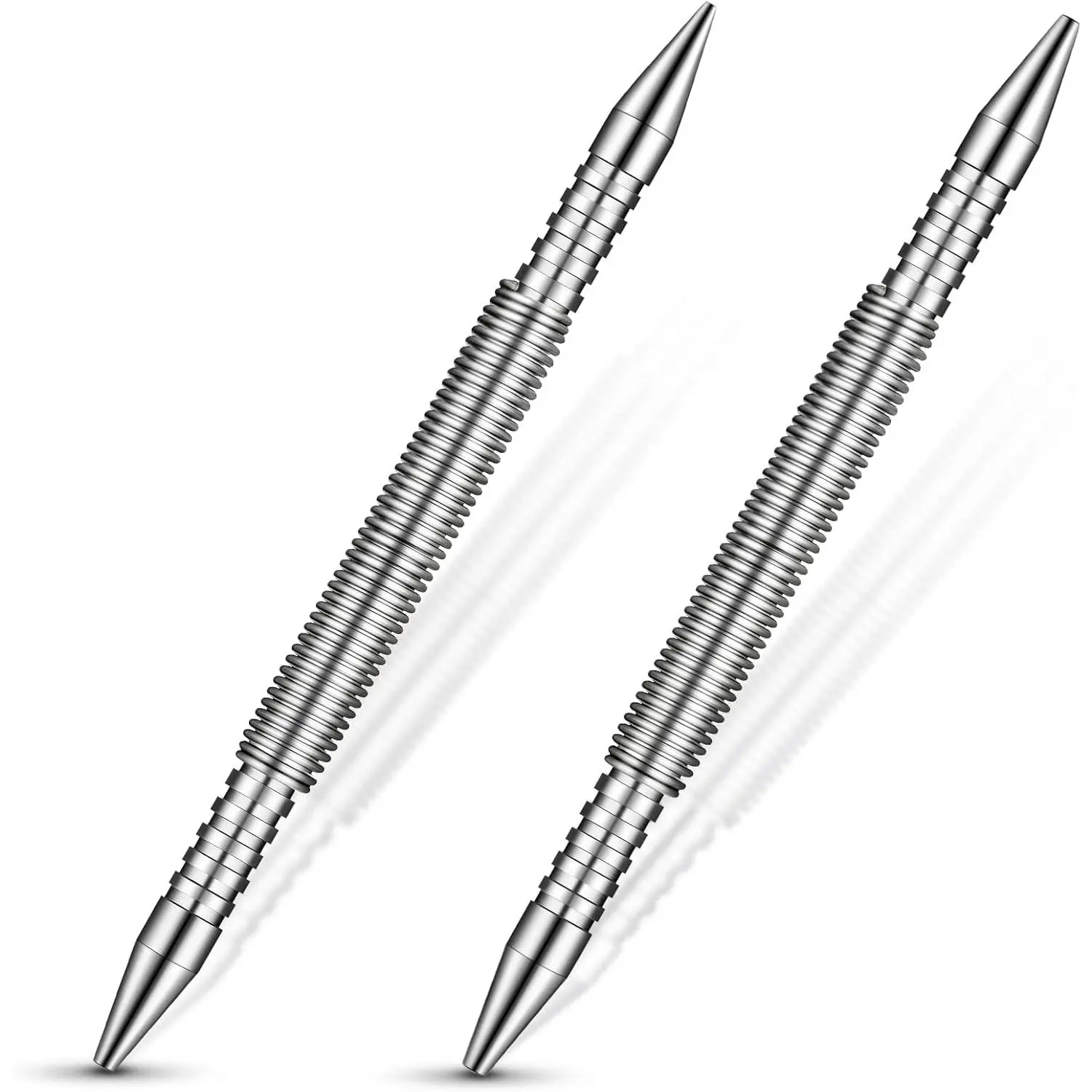 2 x Spring Loaded Nail Set Tool Kit, Carpenter Trimmer Hammerless Combination Tool with 1/32-4/32in Sizes, Compact and Lightweight, 3500 Psi Impact Striking Force for Cycling & Outdoor Carpentry Tasks