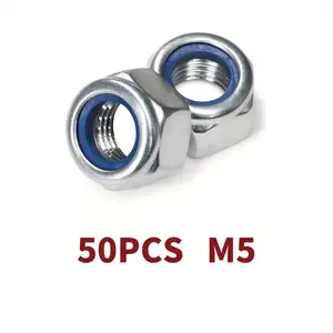 Anti-Loosen Hex Nuts M5, 50pcs Anti-Slip Locking Fasteners for Industrial, Construction, Electronic & Automotive Fields.This premium 40-piece anti-loose hex nut set is a versatile and reliable hardware fastener solution.