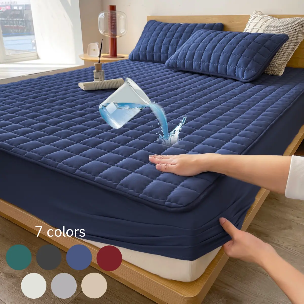 1pc solid color waterproof mattress cover mattress cover Soft, comfortable and breathable mattress protector Suitable for bedrooms, guest rooms, schools and families with children, pets or the elderly hotel mattress protection (pillowcase not included)