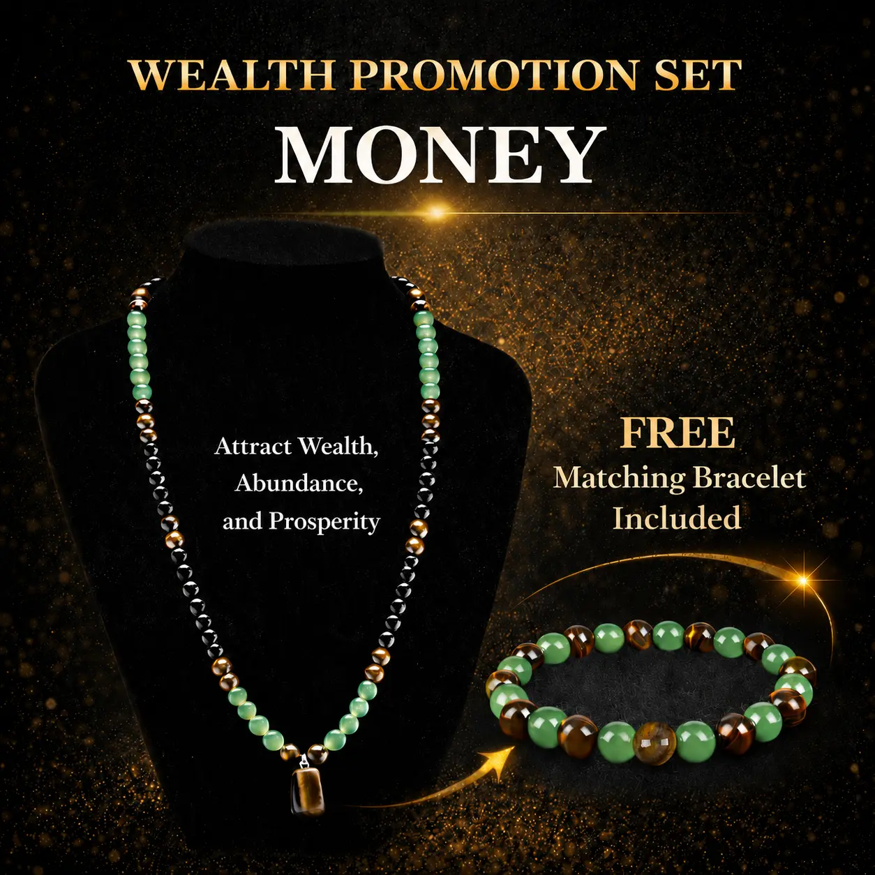 Money Attraction Bracelets with Green Aventurine & Tiger Eye, beaded  jewelry protection bracelet encouragement gift fashion artificial bracelet of the day Colorblock Beaded  Bracelet , Good Luck & Abundance