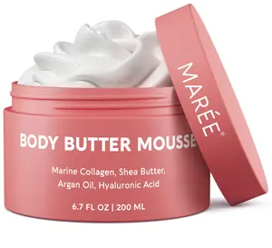 Moisturizer Body Butter Mousse MARÉE 6.7 FL OZ 200 ML with Marine Collagen Shea Butter & Argan Oil for Women & Men Hydrating & Nourishing Cream