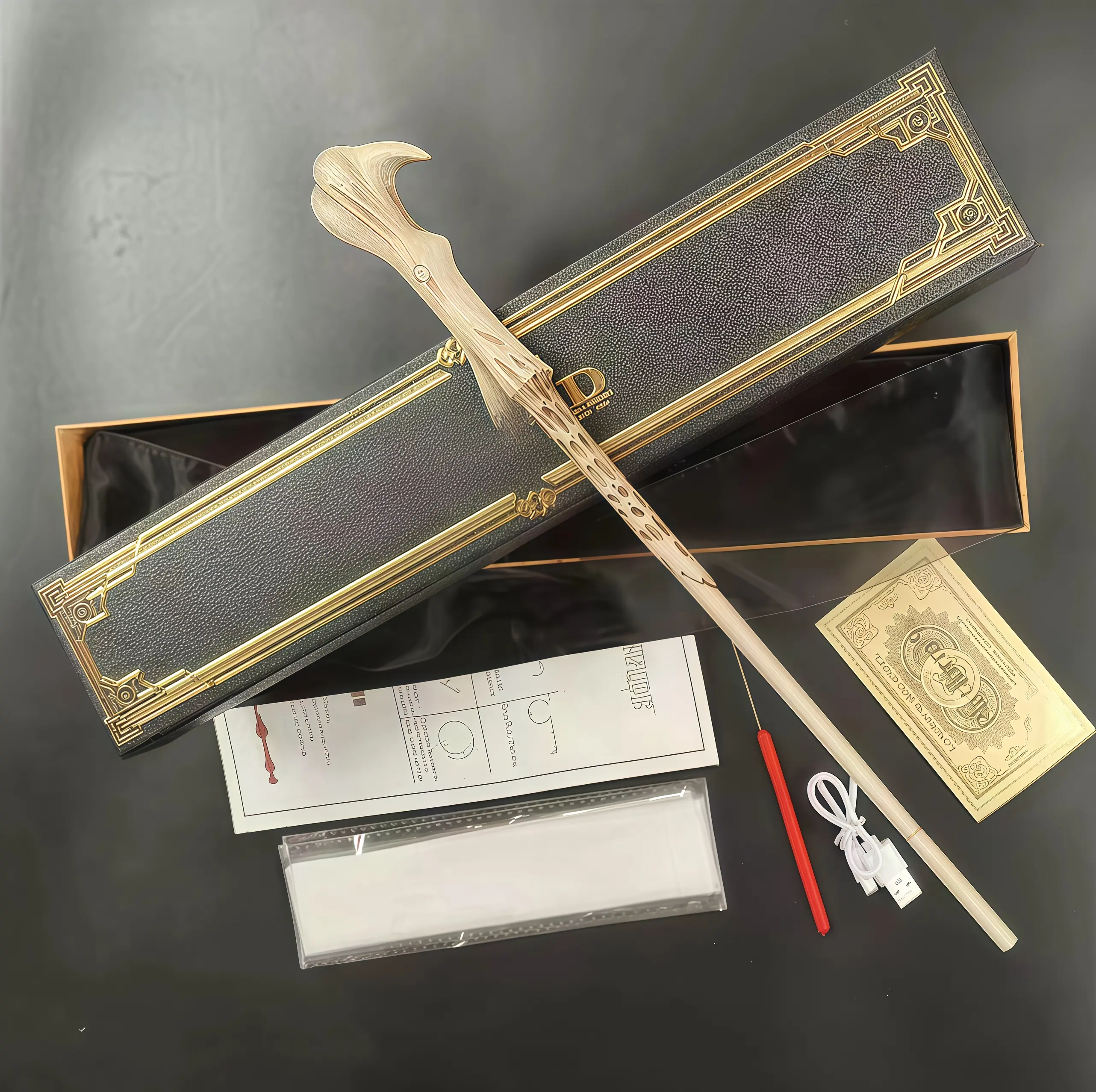 Premium Wizarding World Replica Magic Wand, Dumbledore Props, Halloween Role Play Costume Tool, Magic Acrobatics Equipment Accessory