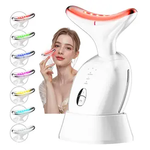7 Color Neck Facial Massager, Face and Neck Massage Tool, Skin Care and Double Chin Neck Massage, Face Sculpting Tool with Thermals Comfort