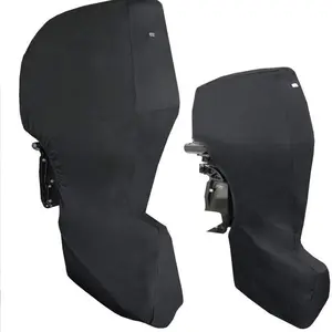 1pc Outboard Motor Cover Waterproof 420D Heavy Duty Boat Motor Cover Boat Engine Hood Covers Fit for Motor 6-225 HP, Black Boating Accessories