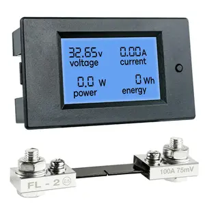 DC 6.5-100V 0-100A LCD Display Monitoring Meter Voltage Energy Meter Ammeter Voltmeter Multimeter with 100A Shunt