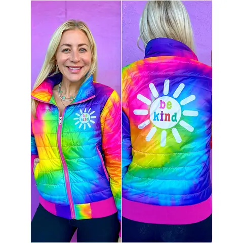 Be Kind Rainbow Puffer Jacket
