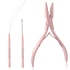 Micro Links Hair Extensions Kit, Hair Extension Pliers for Beads, Hair Extension Loop Needle Pulling Hook Tool Bead Device Tool Kits, Micro Link Tools for Hair or Feather Extensions Styling