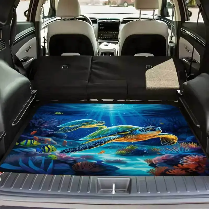 A Car Trunk Mat Featuring a 3D Ocean-Themed Design with Turtles And Fish, Made from Materials. It'S Easy to Clean And Helps Keep The Interior Organized, Car Interior Accessories, Interior Accessories for Car, Auto Interior Accessories, Car Accessory