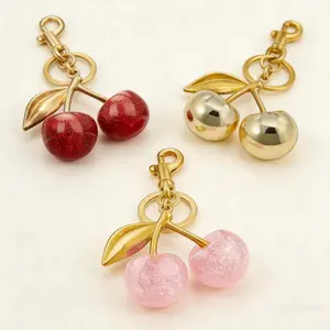 Cute Cherry Design Sparkly Bag Charm, Fashionable BagKeychain for Women & Girls, Trendy All-match & ExquisiteBag Charm for Birthday Gift, Purse Accessories