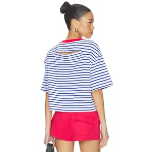 PISTOLA Mae Cropped Tee Shirt in Maritime Red