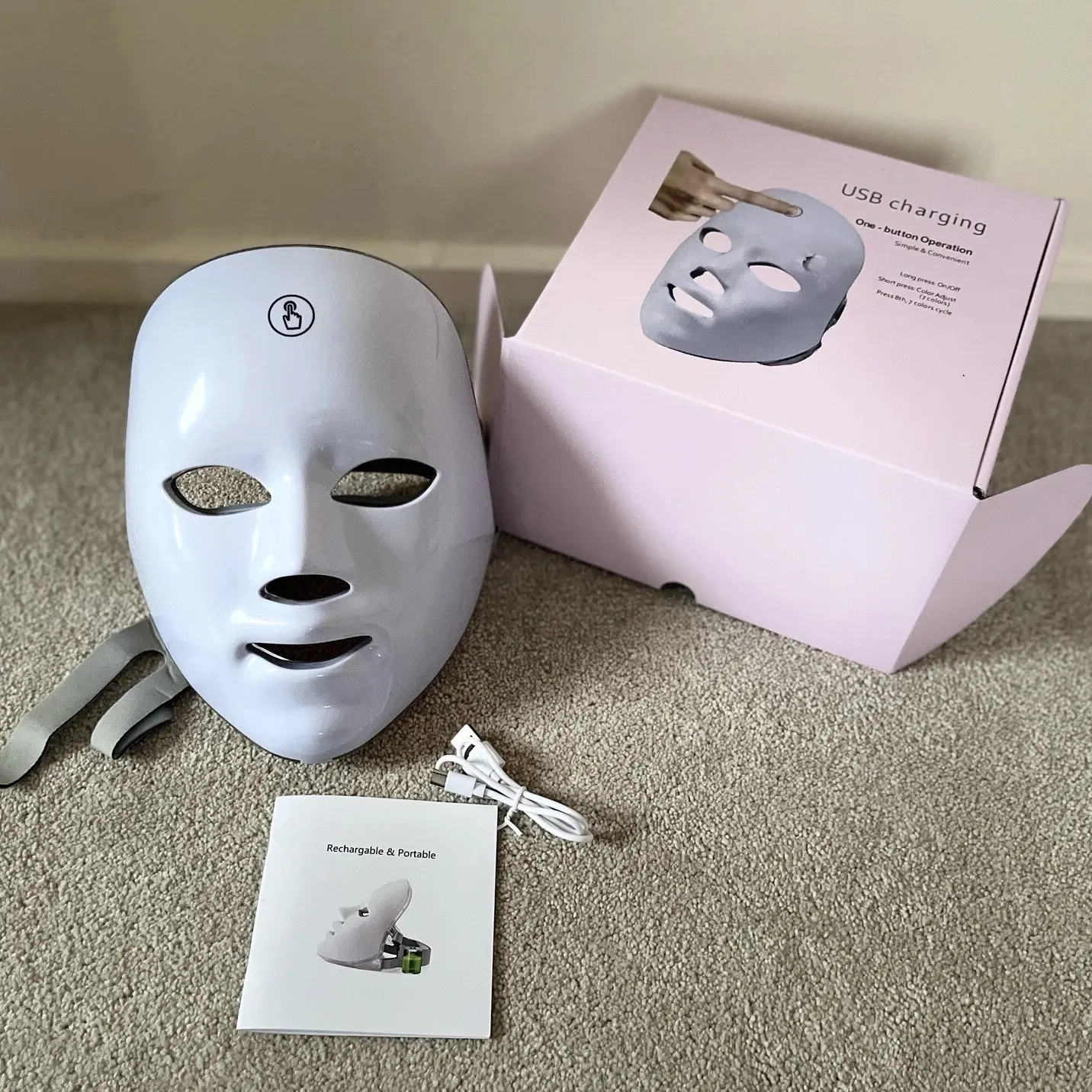 7 Color LED Facial Mask Photon Therapy Skincare, Face Beauty Treatment, 7-Color LED Mask for Skin Care & Rejuvenation, Rechargeable Led Mask, Led Light Mask, Facial Care Instrument, Facial Care Tool