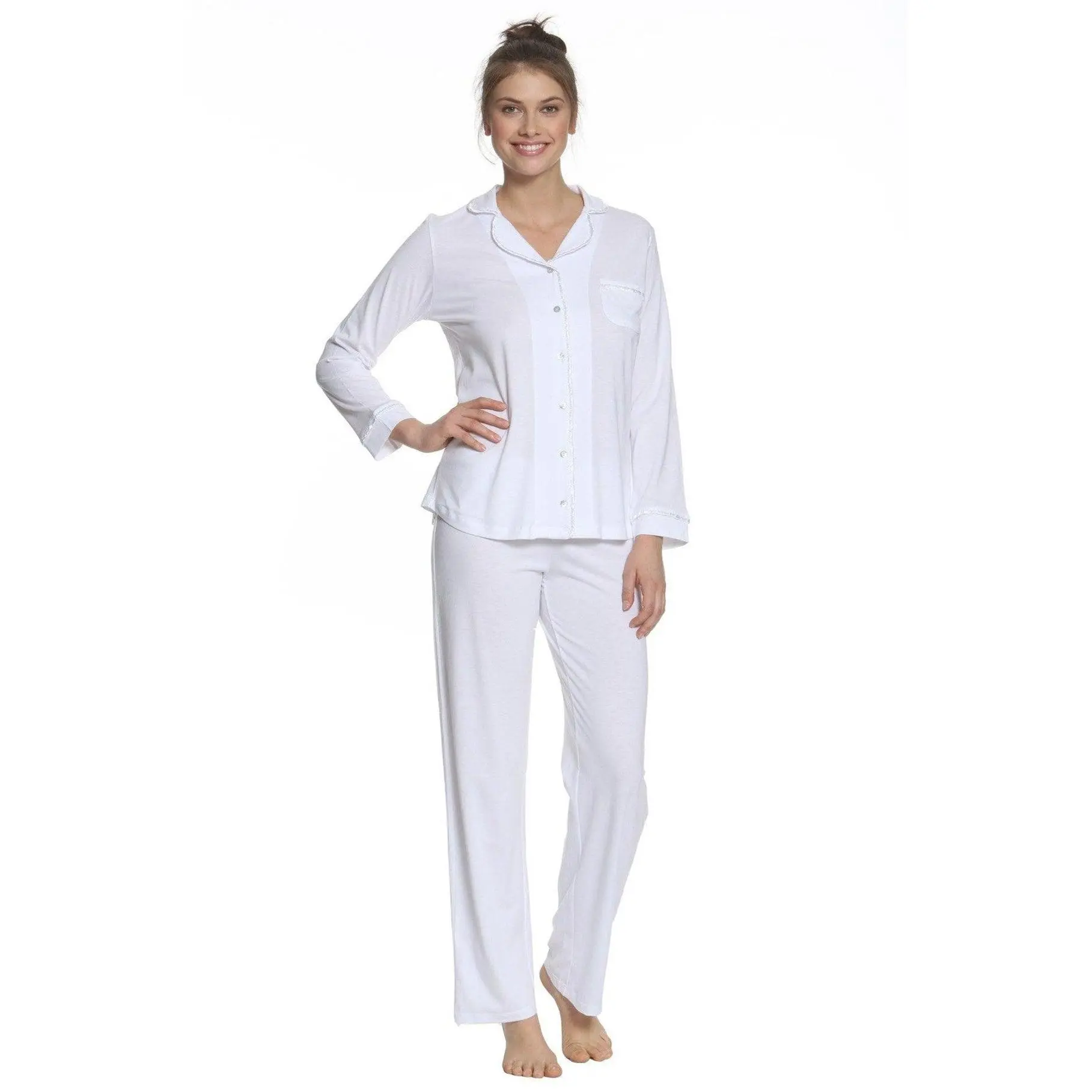 Women's Sophie Basic Ultra-Soft Peruvian Cotton Modal Pyjama Bottoms - Floor-Length Long Pants, Luxurious Sleep Loungewear, Cold Machine Washable