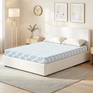 Cool Gel Memory Foam Mattress | Breathable Blue Geometric Pattern Mattress for Hot Sleepers | Medium Firm Support for Back Pain Relief | Twin/TXL/Full/Queen ergonomic design Chairs Dining Family Leather purple fiberglass