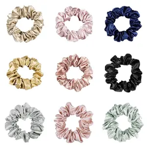 Silky Satin Scrunchies Set,  Neutral & Pastel Tones, No-Crease, Gentle on Hair, Soft Elastic Hair Ties for Ponytails, Everyday Use, Workouts & Sleep for Women