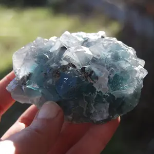 3.75in 421g Bicolor Cubic Fluorite Crystal Cluster