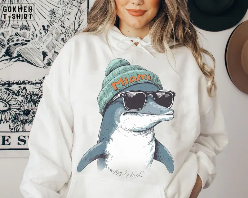 Vintage 90s Retro Style Miami Football Dolphin Hoodie, Retro Miami Football Hoodie, Football Fan Gift Hoodie