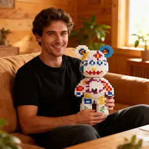 Clown Graffiti Bear 3D Puzzle Blocks Creative Decoration, Room Decor, Birthday Halloween Valentine Christmas Gift, Perfect for Personal Use