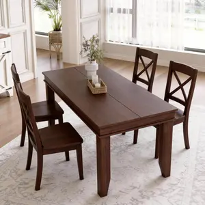 Garvee 71" Farmhouse Dining Table for 6-8 Persons, Large Rectangular Wood Kitchen Table with Spacious Legroom, Sturdy Modern Design for Dining Room, Home Office, or Bedroom, Includes 2 Person Workstation, Brown