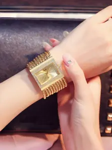 Square Dial Bracelet Women Watch, Diamond Wrist Watch, Stylish Diamond Accent Analog Timepiece, Unique Boho Design for All Seasons