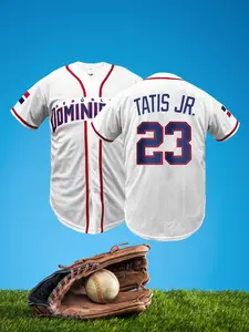 2026 Dominican Republic #23 Baseball Sports Style Jersey V Neck Button Down Breathable Loose Short Sleeve Sport Shirt Unisex For Training Game Daily Casual