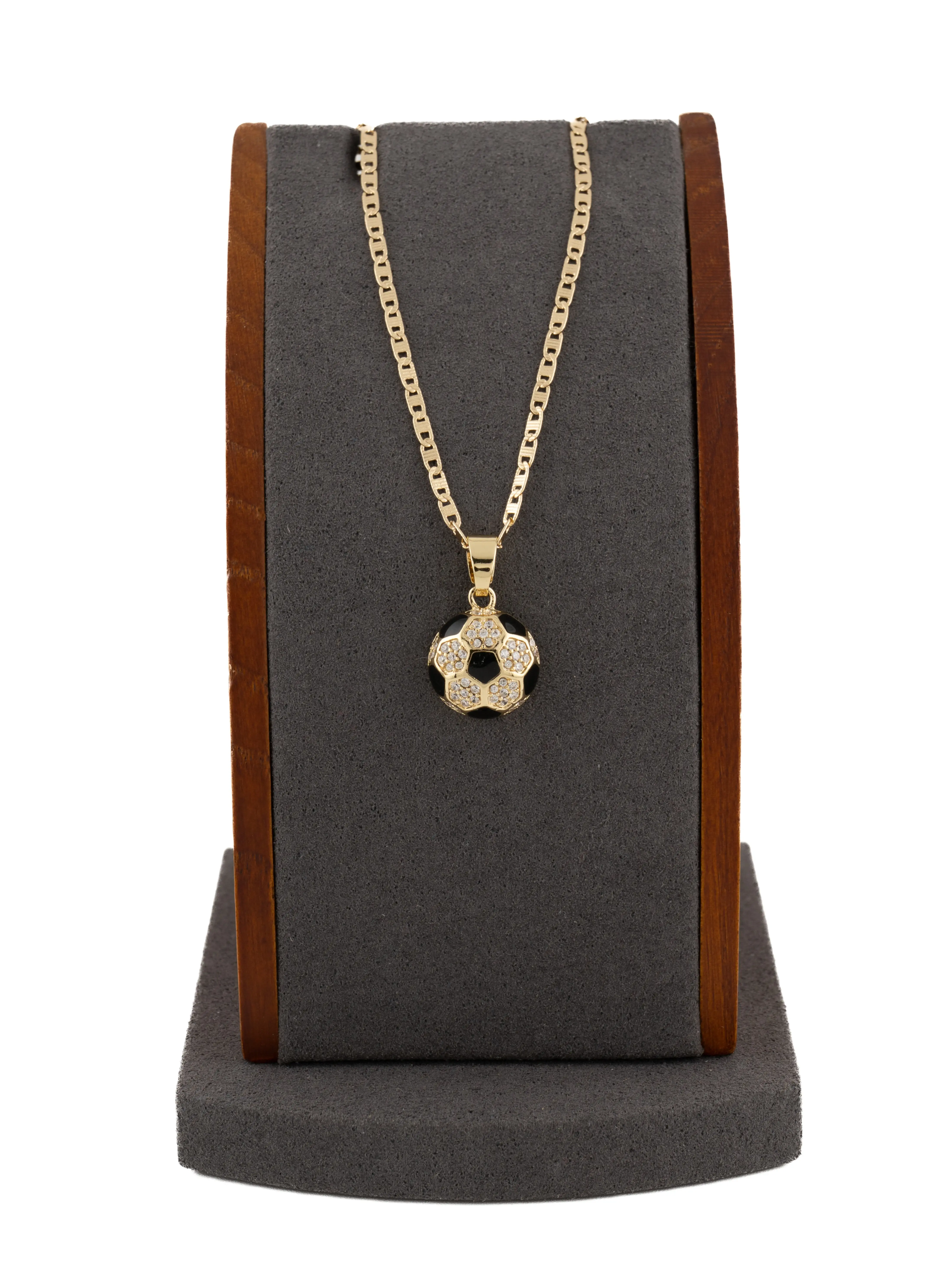 Pendant Necklace with Small Soccer Ball Charm, Metallic Gold Sports Jewelry for Athletes & Fans, 18 or 24-Inch Chain, Metallic Gold Necklaces