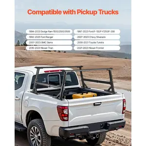 SummerWins Non-Drilling Aluminum Truck Ladder Rack, 21-31.5 in Adjustable Height with Sidebar, 800 lbs Static Capacity Car Carrier, Ideal for Canoes, Lumber, Large Cargo