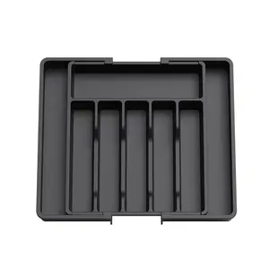 KCALEFV Expandable Silverware Drawer Tray, Utensil Organizer, Cutlery Storage with Large Capacity Compartments for Forks & Knives, Glasses, Chopsticks, Adjustable Essential Household Items, Kitchen Utensil,  Gift Gifts for Mom