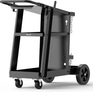 TOOLIOM 3-Tier Welding Cart with Tilt-Table, Heavy Duty TIG/MIG Welder & Plasma Cutter Stand, Mobile Rolling Trolley with Gas Cylinder Storage and 360° Swivel Wheels