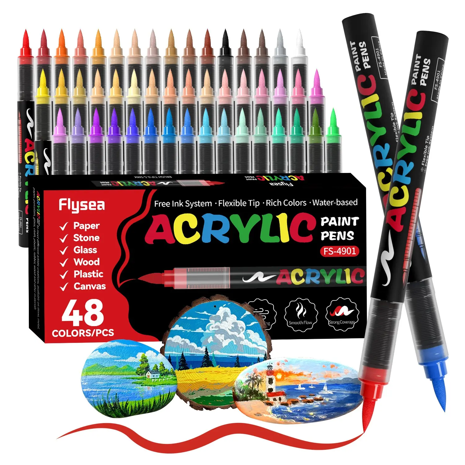 Acrylic Paint Soft Brush Markers Set, Soft Brush Tip, Automatic Ink Control, Paint Markers for Wood, Stone, Canvas, Glass, Fabric, DIY Crafts, Art Marker Pens, DIY Painting Supplies