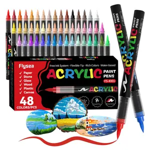 Acrylic Paint Soft Brush Markers Set, Soft Brush Tip, Automatic Ink Control, Paint Markers for Wood, Stone, Canvas, Glass, Fabric, DIY Crafts
