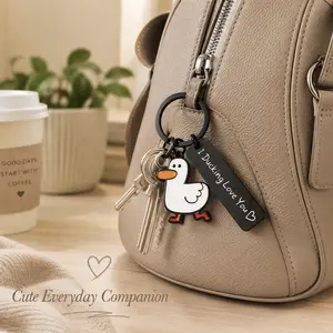 Funny Duck Keychain I Ducking Love You Keychain Cute Duck Keychain Animal Keychain Black Metal Keychain Gift for Him Her Everyday Use