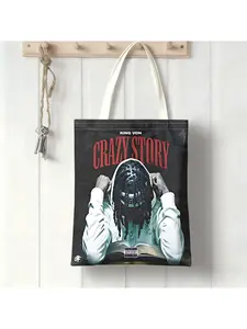 This king von crazy story canvas bag, tote bag, shoulder bag, durable, casual commuting and shopping bag, school bag, personalized pattern design, Halloween, Christmas gifts.