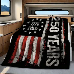 This printed blanket features the American flag pattern, making it a perfect choice for celebrating Independence Day. This versatile blanket is suitable for home décor and also makes a unique gift for any occasion.