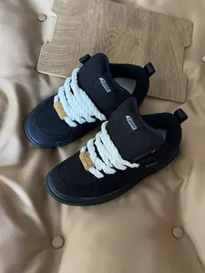 Men's Casual Canvas Shoes, Size 50, Warrior Style, Durable Anti-Slip, Fashionable Round Toe, Low Top Flatform Sneakers
