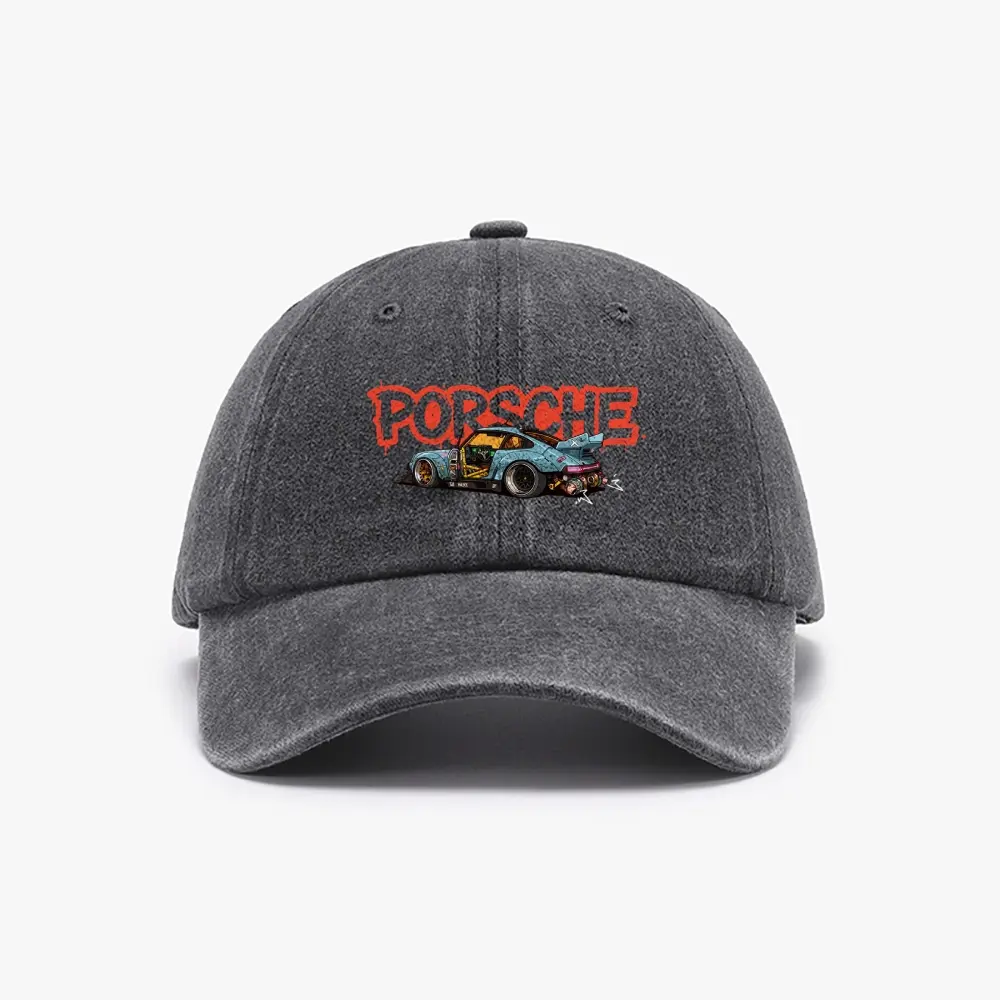 Vintage 911 Street Style Unisex Street Baseball Cap 80s 90s Pattern Anime Hat Men Gift Snapback Fitted Vintage Denim Fabric Iconic Logo Heat Transfer Print Green Dragon Ball Detail
