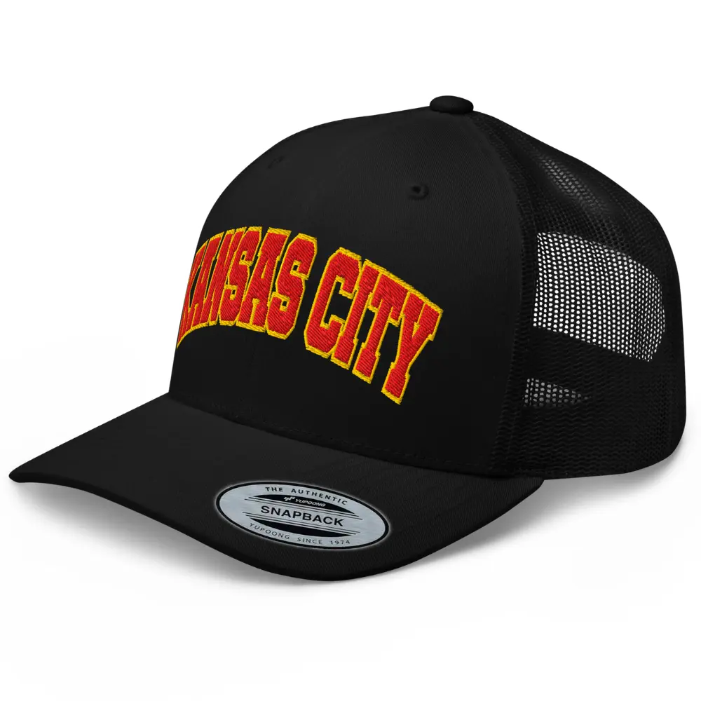 RIVEMUG NX Retro Kansas City Embroidered Curved Bill Trucker Hat Mid Crown Adjustable Cap
