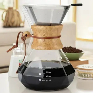 Pour over Coffee Maker, 14/20/27oz Borosilicate Glass Drip Coffee Maker, Reusable Stainless Steel Filter, Cork Grip, Perfect for Home Brewing, Coffee Making Tool