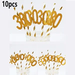 10-Pack Birthday Party Paper Straws, Disposable Plastic Straws for Parties, Perfect for Birthdays & Celebrations, Ideal Gift Idea