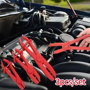 Soft Tube Clamp Set, 3 Heavy Duty Nylon Clamps for Fuel Coolant Brake Lines, Non-Conductive Handle Locking Pliers, Rust-Resistant, Safety Lock Mechanism