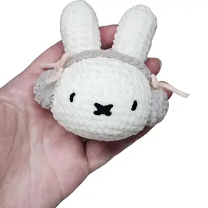 Handmade Crochet Miffy with Headphone Crochet Miffy Bunny Keychain | Crochet Bunny Bag Accessories