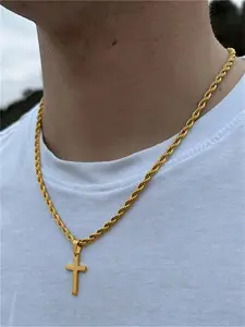 Men's Faith Cross Pendant Necklace, Personalized Jewelry Gift for Him, Unique Religious Symbol Accessory, Thoughtful Present for Loved Ones