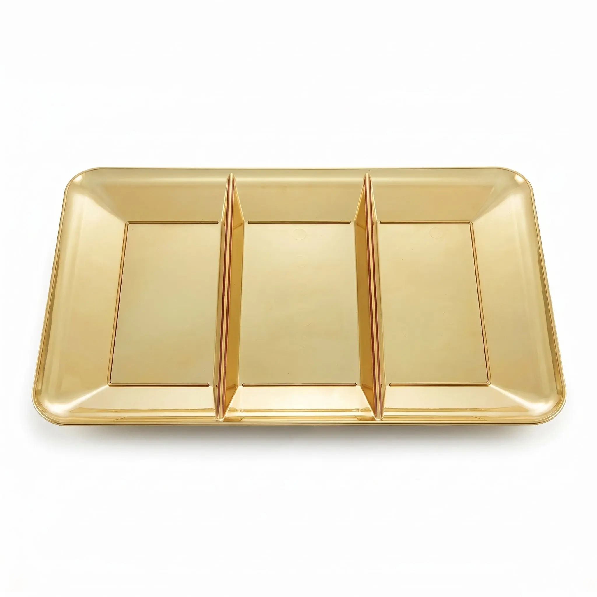 Gold Plastic Compartment Serving Tray - 14.25" x 9.5"