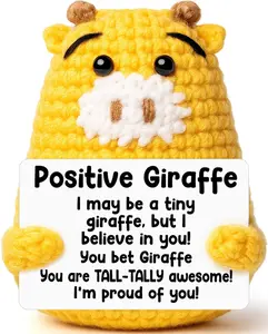 Mini Handmade Positive Crochet Giraffe Gifts, Inspirational Gifts for Women Teens Friends Coworkers, Emotional Giraffe Support Present for Mothers Day Birthday Graduation Teacher Appreciation